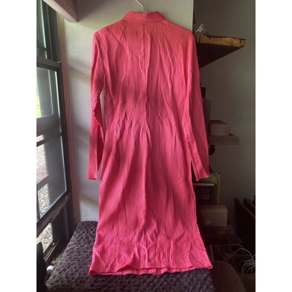Amanda Uprichard Philips Midi Dress Button Down Long Sleeve Pink Womens New - Picture 3 of 3